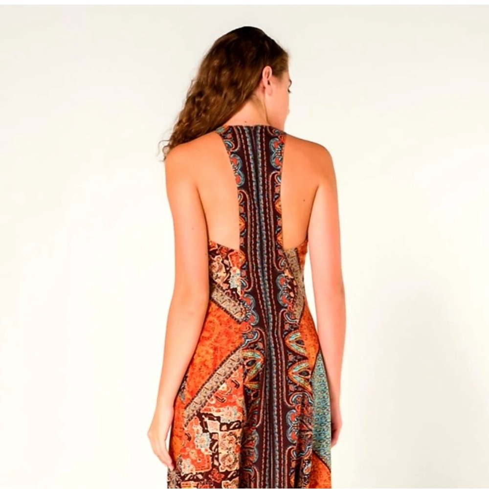 Organic Cotton Bohemian Patchwork Print Long Maxi Dress w/ Pockets 4 Seasons XL - Picture 11 of 15